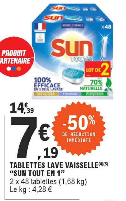 tablettes lave vaisselle "sun tout en 1"
