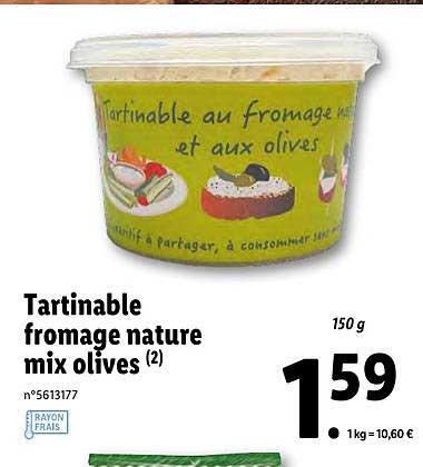 Tartinable Fromage Nature Mix Olives