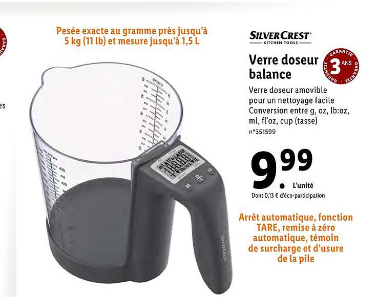 verre doseur balance silver crest