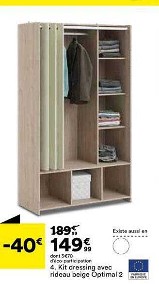 kit dressing avec rideau beige optimal 2