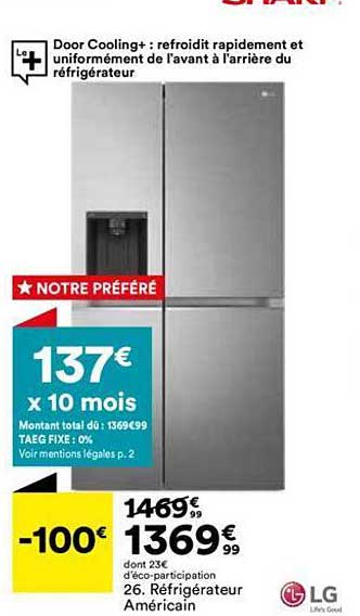 Réfrigérateur Américain Lg