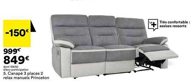 canapé 3 places 2 relax manuels princeton