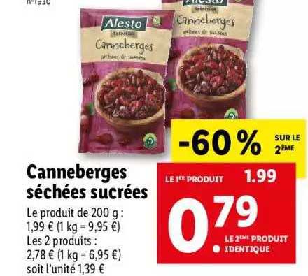 canneberges séchées sucrées
