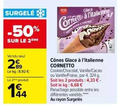 cônes glace à l'italienne cornetto
