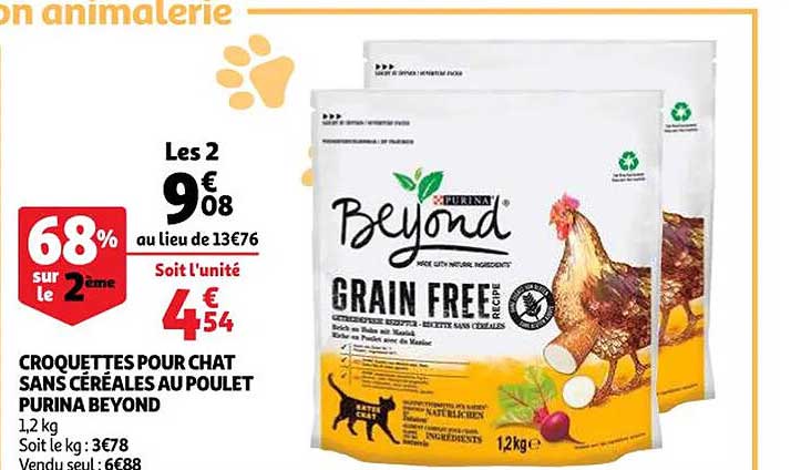 croquettes pour chat sans céréales au poulet purina beyond