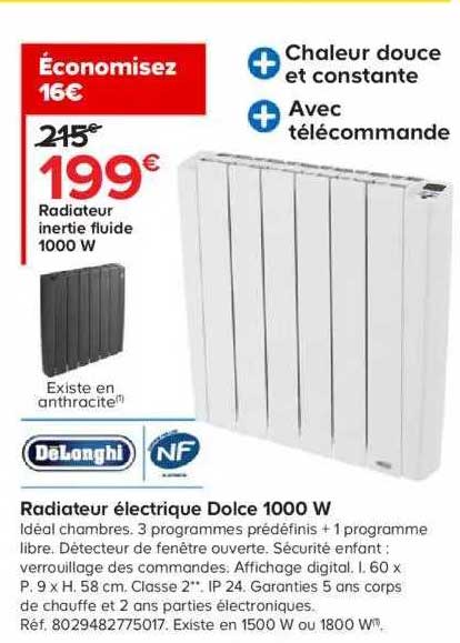 Delonghi Radiateur électrique Dolce 1000 W
