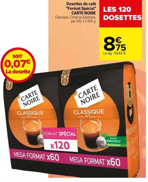 dosettes de café "format spécial" carte noire