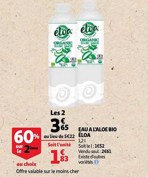 eau à l'aloé bio éloa