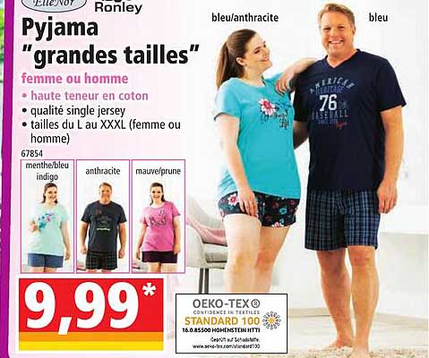 ellenor pyjama "grandes tailles" femme ou homme