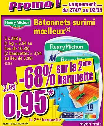 fleury michon bâtonnets surimi moelleux