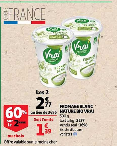 fromage blanc nature bio vraie