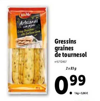 gressins graines de tournesol sol mar