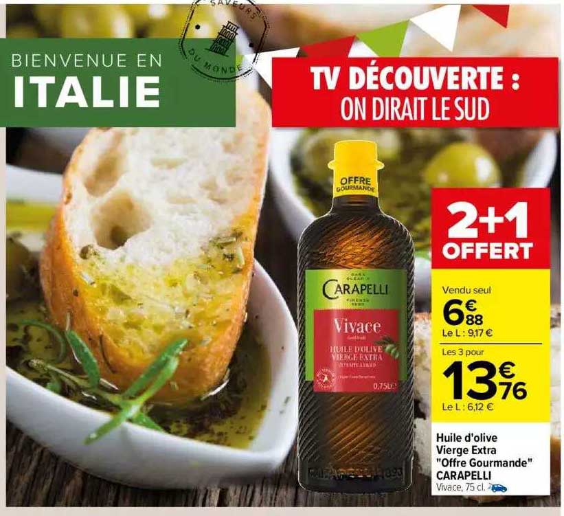 Huile D'olive Vierge Extra "offre Gourmande" Carapelli