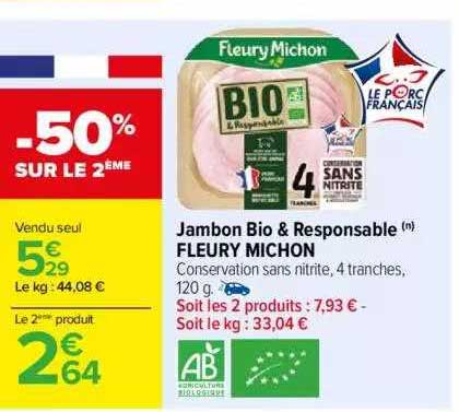 Jambon Bio & Responsable Fleury Michon