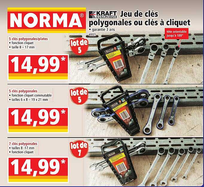 kraft jeu de clés polygonales ou clés à cliquet