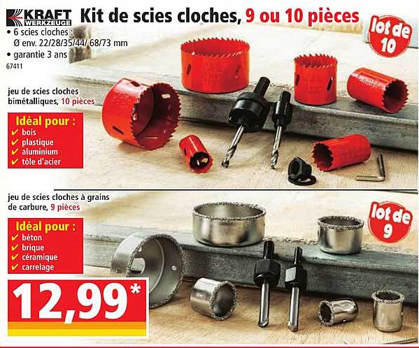 kraft kit de scies cloches, 9 ou 10 pièces