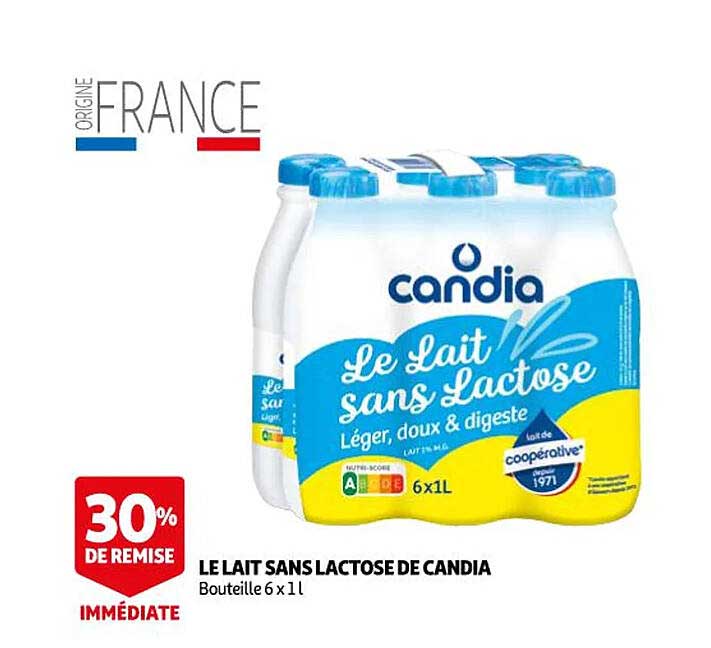 le lait sans lactose de candia
