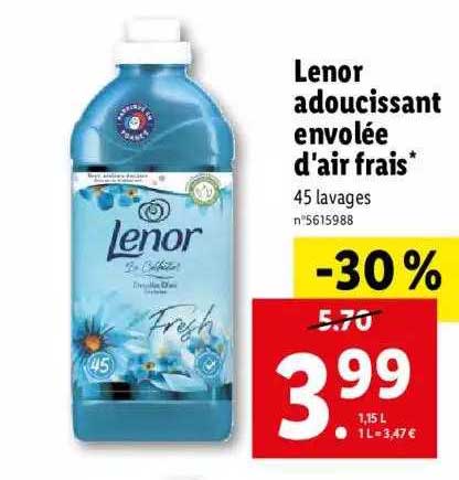 lenor adoucissant envolée d'air frais