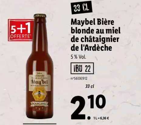 maybel bière blonde au miel de châtaignier de l'ardèche