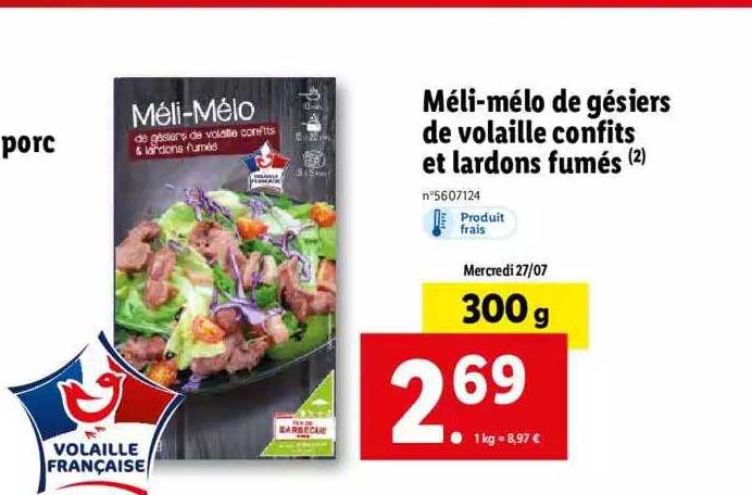 méli-mélo de gésiers de volaille confits et lardons fumés