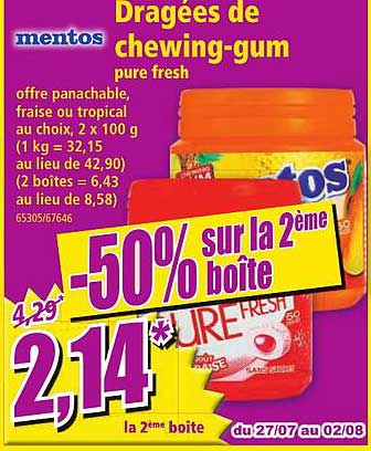 mentos dragées de chewing-gum pure fresh