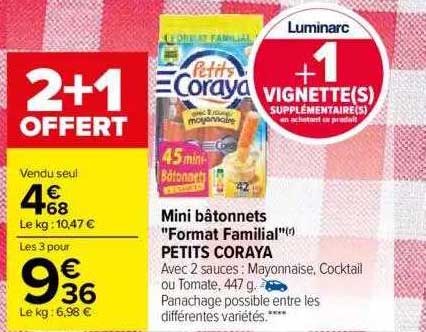 mini bâtonnets "format familial" petits coraya