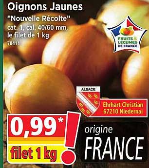 oignons jaunes "nouvelle récolte"
