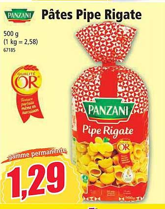 panzani pâtes pipe rigate