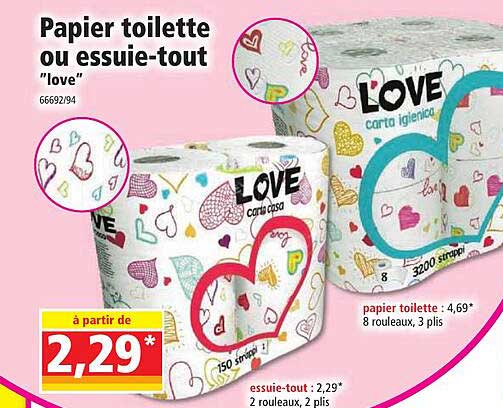 papier toilette ou essuie-tout "love"