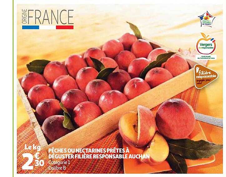 pêches ou nectarine prêtes à déguster filière responsable auchan