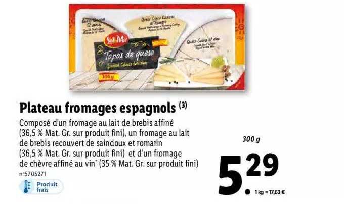 plateau fromages espagnols sol mar