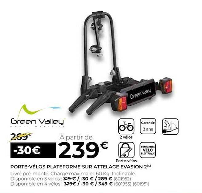 porte-vélos plateforme sur attelage evasion 2 green valley