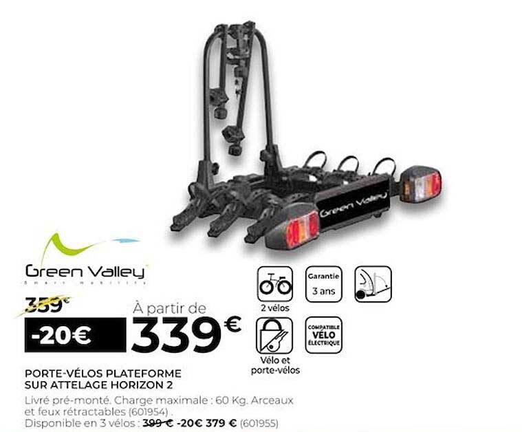 porte-vélos plateforme sur attlage horizon 2 green valley