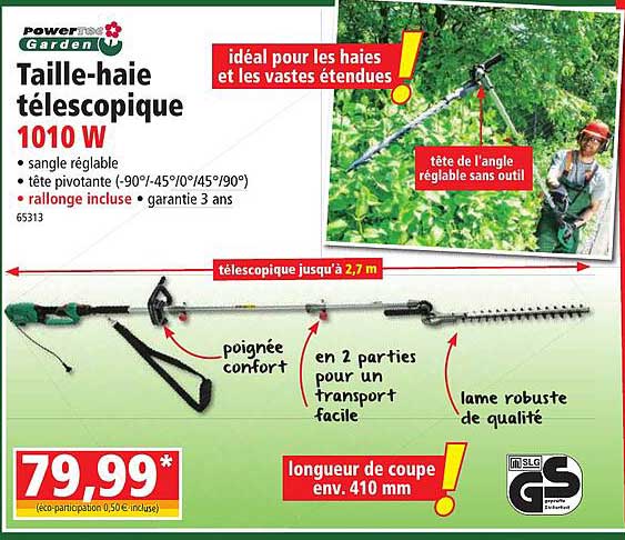 powertec garden taille-haie télescopique 1010 w