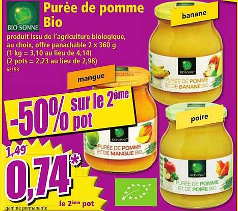 purée de pomme bio bio sonne