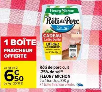 rôti de porc cuit -25% de sel fleury michon