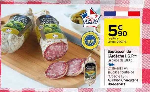 saucisson de l'ardèche i.g.p.