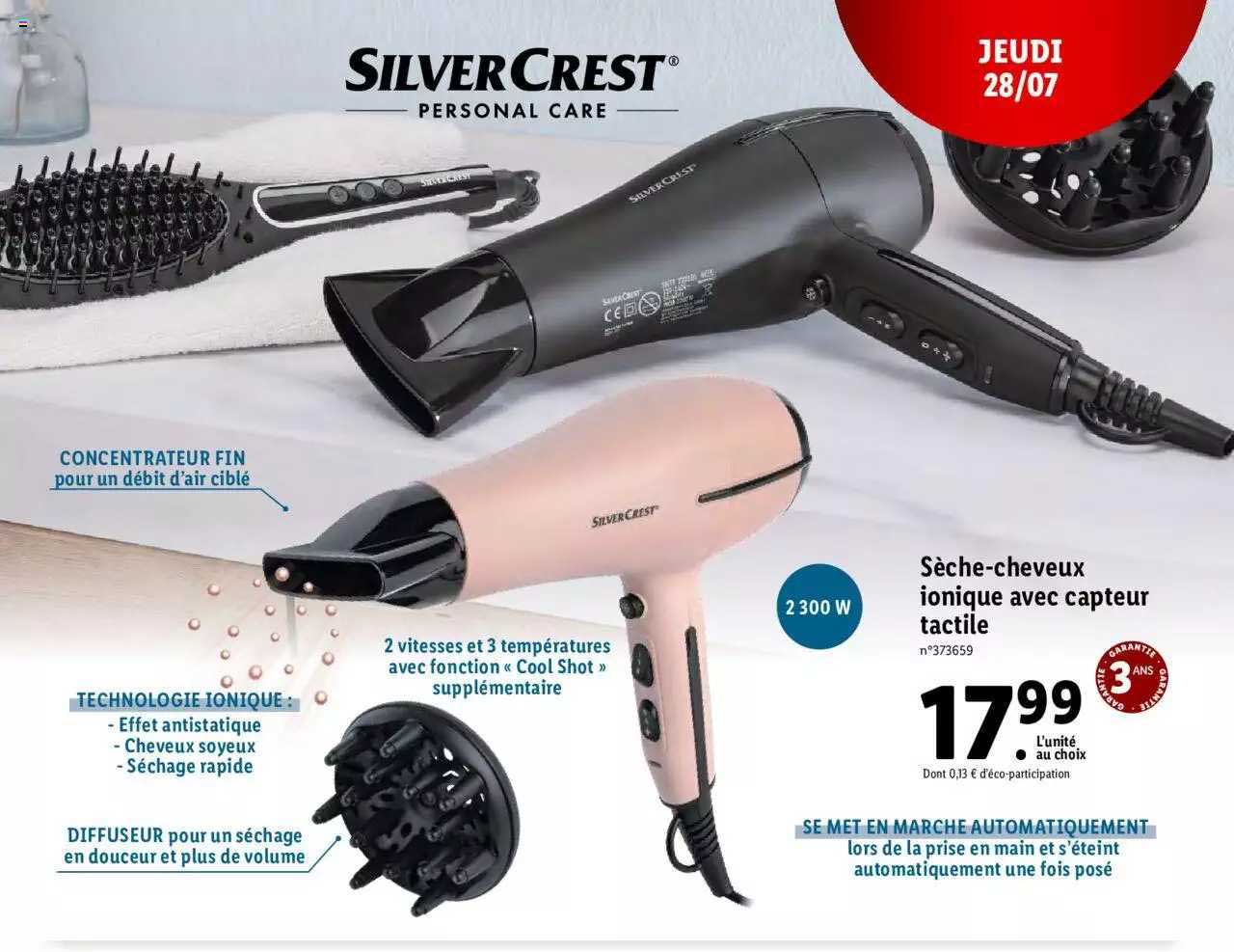 silver crest sèche-cheveux ionique avec capteur tactile