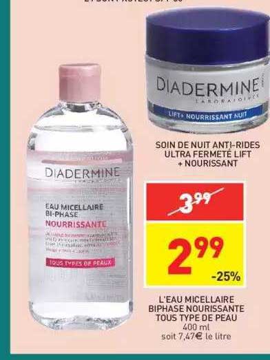 soin de nuit anti-rides ultra fermeté lift + nourissant, l'eau micellaire biphase nourissante tous type de peau