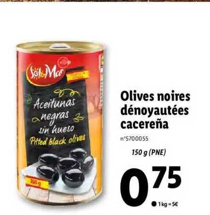 sol mar olives noires dénoyautées cacereña