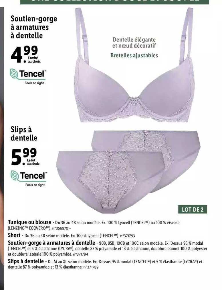 Soutien-gorge à Armatures à Dentelle Tencel Ou Slips à Dentelle
