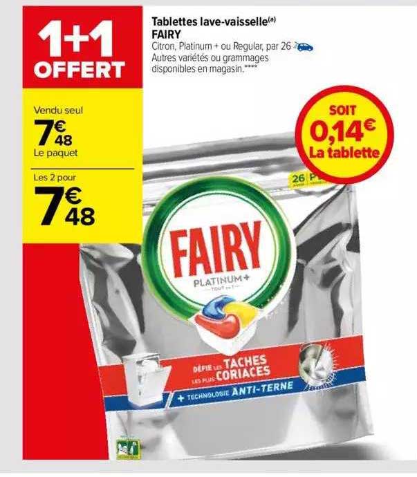 tablettes lave-vaisselle fairy