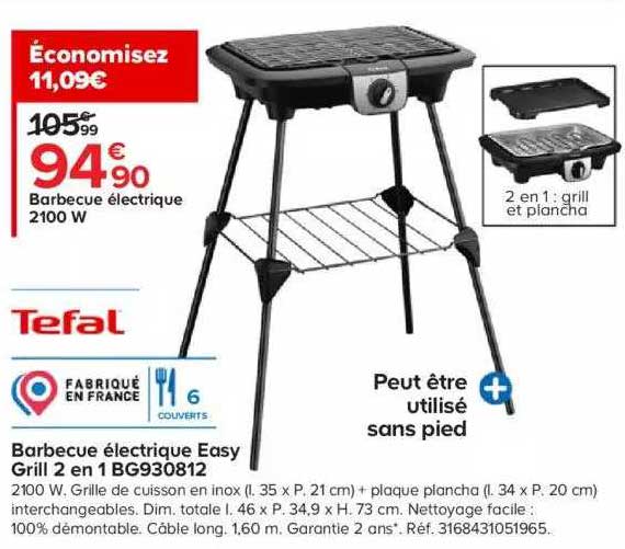 tefal barbecue électrique easy grill 2en1