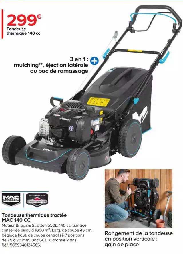 tondeuse thermique tractée mac 140 cc macallister