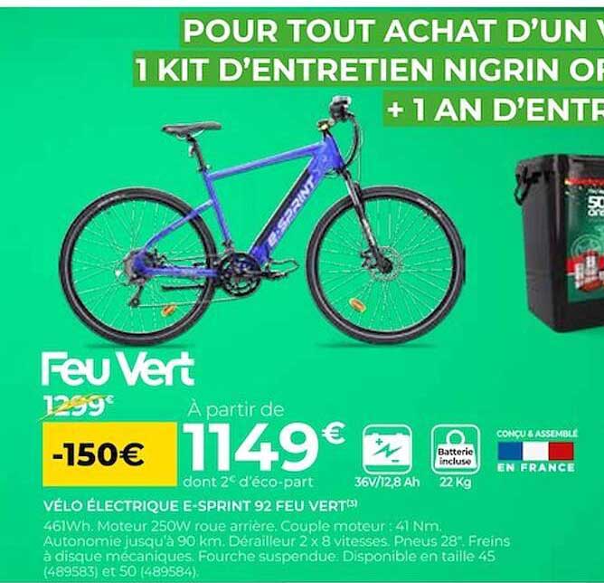 vélo électrique e-sprint 92 feu vert