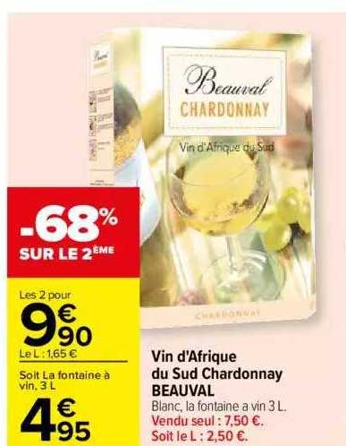 vin d'afrique du sud chardonnay beauval