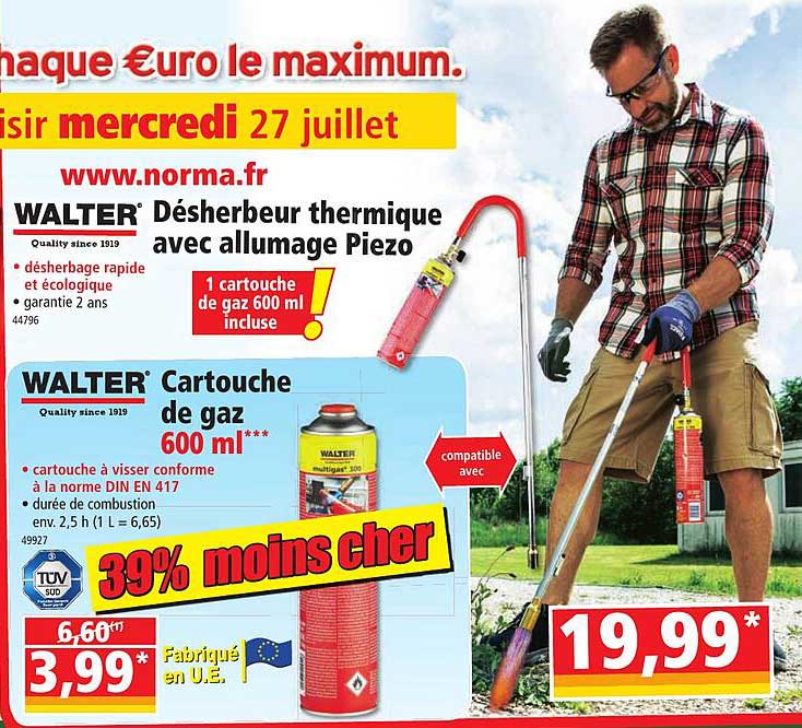 walter désherbeur thermique avec allumaage piezo ou cartouche de gaz