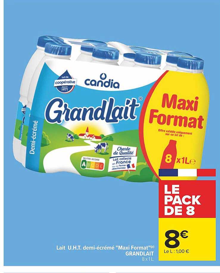 lait u.h.t. demi-écrémé "maxi format" grand lait