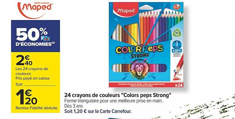 24 crayons de couleurs "colors peps strong" maped