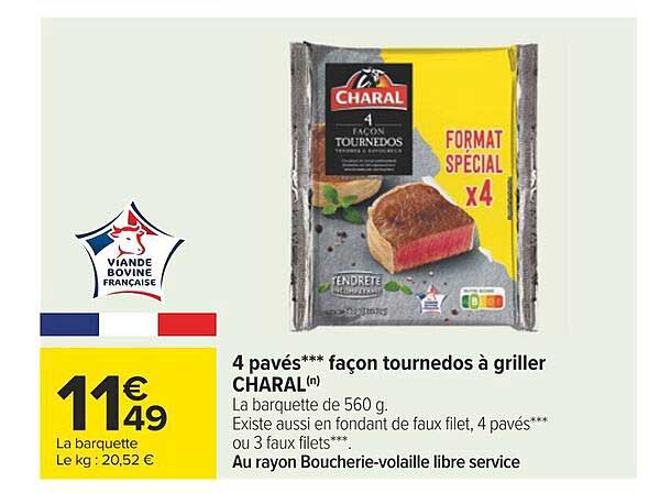 4 pavés façon tournedos à griller charal